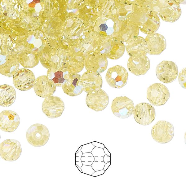Bead 24pk jonquil AB, Preciosa Czech crystal 5mm round image number 0