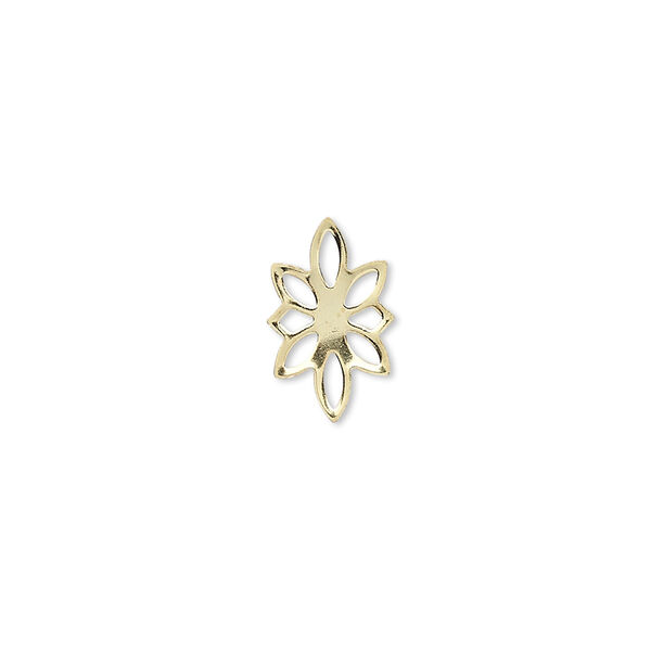 Link, gold-plated brass, 14x9mm flower. Sold per pkg of 100. image number 0