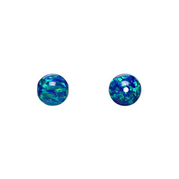 Bead, "opal" (silica and epoxy) (man-made), dark blue, 8mm round. Sold individually. image number 0