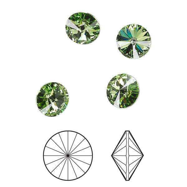 Chaton 8pk peridot foil back, Crystal Passions® 8.16-8.41mm rivoli SS39 1122 image number 0