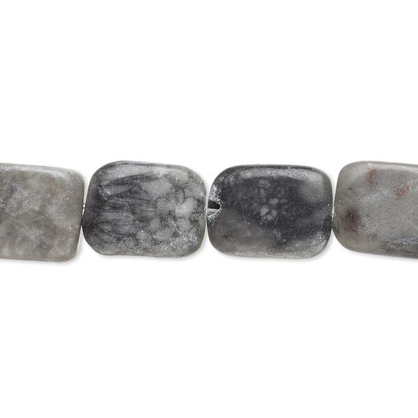 Black / grey marble 1pkg1, rounded flat rectangle bead natural 15 inch 13x10mm-15x11mm image number 0