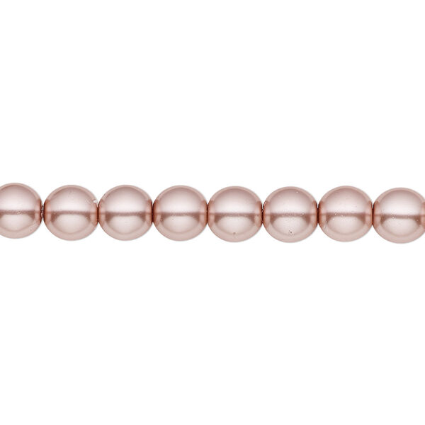 Bead, Czech pearl-coated glass druk, opaque dusty light rose, 6mm round. Sold per 15-1/2" to 16" strand. image number 0