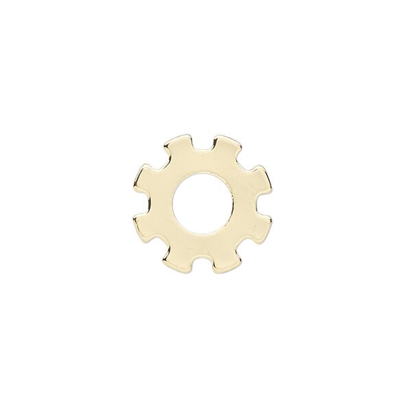 Component, gold-finished steel, 15mm gear with 6mm center hole. Sold per pkg of 10. image number 0