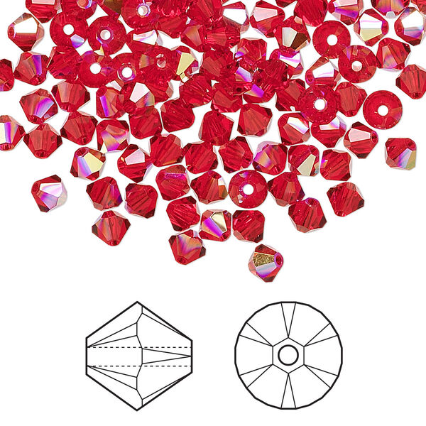 Bead 1440pk light Siam AB, Swarovski® 4mm XILION bicone 5328 image number 0