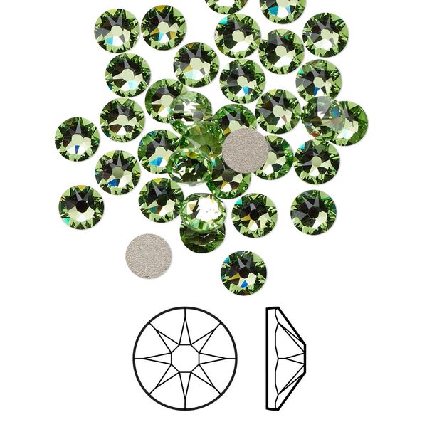 Flat back 144pk peridot foil back, Crystal Passions® 4.6-4.8mm rose round SS20 2088 image number 0