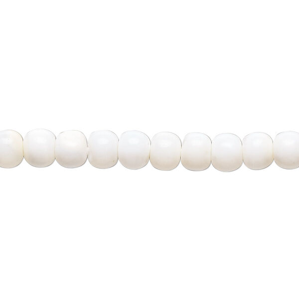 Bead, white opal (natural), 5x3mm-6x5mm hand-cut rondelle and round, B- grade, Mohs hardness 5 to 6-1/2. Sold per 14-inch strand. image number 0