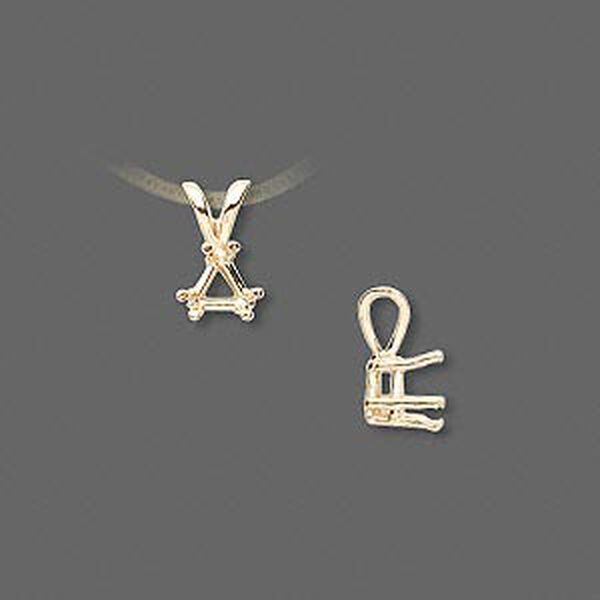 Pendant, Sure-Set™, 14Kt gold, 5mm with 6-prong triangle basket setting. Sold individually. image number 0