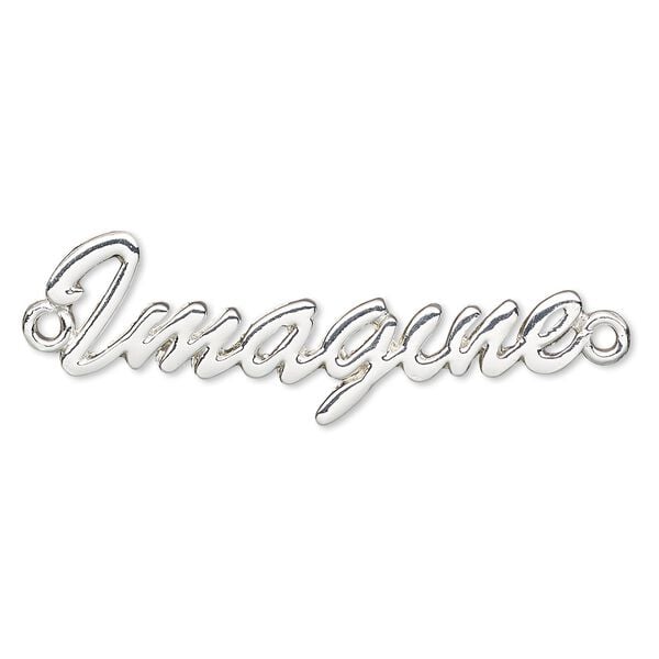 Focal, silver-finished "pewter" (zinc-based alloy), 44x15mm single-sided "Imagine." Sold individually. image number 0