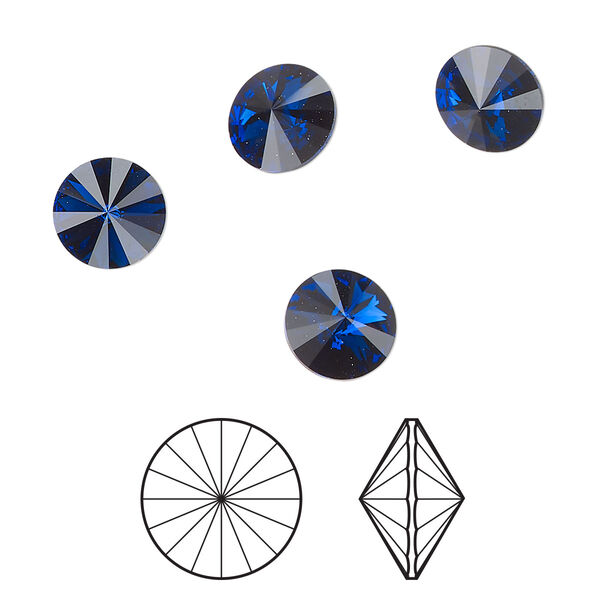 Chaton 144pk dark sapphire foil back, Swarovski® ReCreated™ 8.16-8.41mm rivoli SS39 1122 image number 0