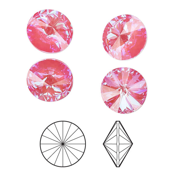 Chaton 48pk crystal lotus pink DeLite, Crystal Passions® 12mm rivoli 1022 image number 0