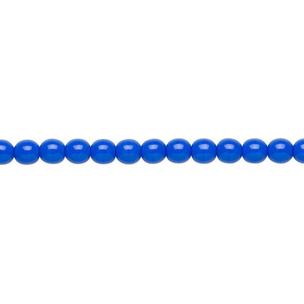 Bead, Czech glass druk, opaque blue, 4mm round. Sold per 15-1/2" to 16" strand. image number 0