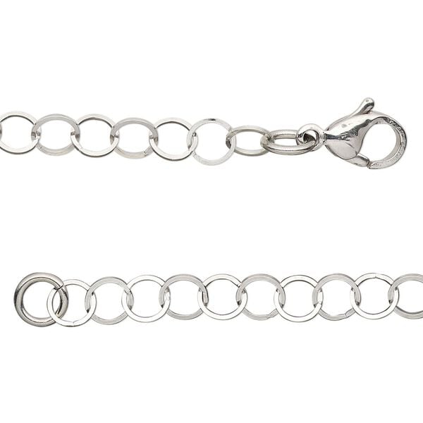 Chain, stainless steel, 5mm flat round cable, 20 inches with lobster claw clasp. Sold individually. image number 0