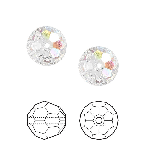 Bead 2pk crystal AB, Crystal Passions® 12mm round 5000 image number 0
