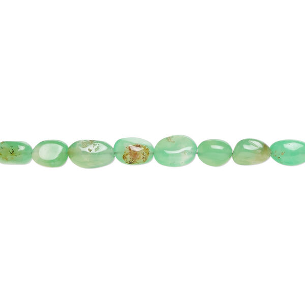 Chrysoprase 1pkg1, hand-cut pebble bead natural 8 inch small image number 0