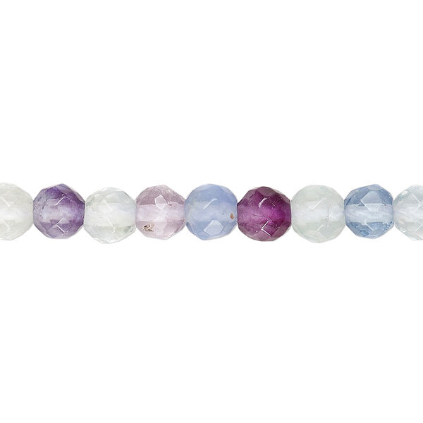 Rainbow fluorite 1pkg1, faceted round bead natural 15.5-16 inch 6mm image number 0