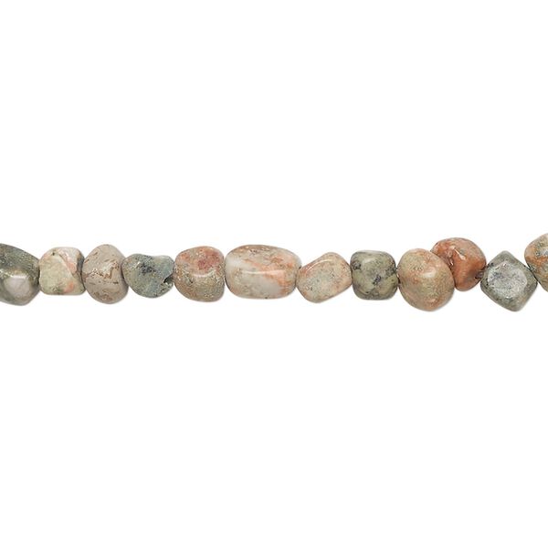 Leopardskin jasper 1pkg1, pebble bead natural 15 inch small image number 0