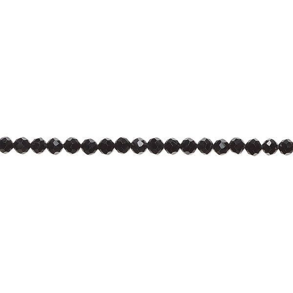 Black spinel 1pkg1, hand-cut faceted round bead natural 13 inch 2.5mm image number 0