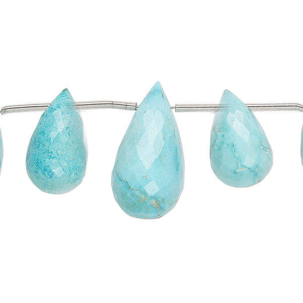 Imperial crown turquoise 1pkg3, hand-cut top-drilled faceted teardrop bead natural 13x7mm-15x9mm / 17x10mm-21x11mm image number 0