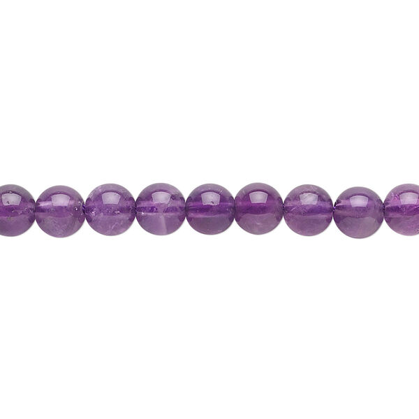 Bead, amethyst (natural), 5mm round, B grade, Mohs hardness 7. Sold per 15-1/2" to 16" strand. image number 0
