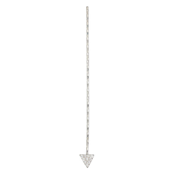 Paddle pin, cubic zirconia and rhodium-plated sterling silver, clear, 2-inch diamond-cut twisted with 5mm triangle, 22 gauge. Sold individually. image number 0