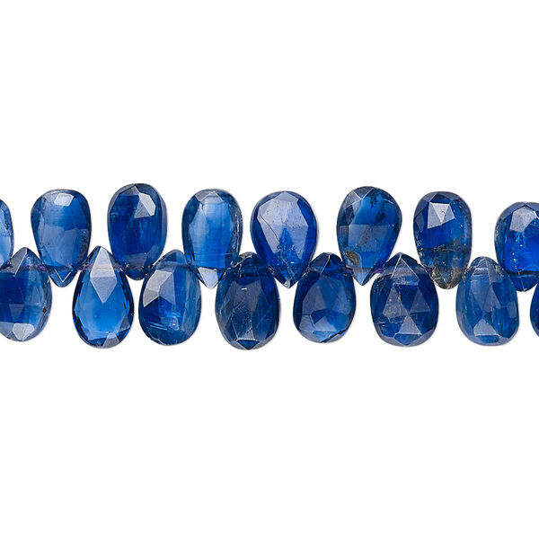 Blue kyanite 1pkg1, hand-cut top-drilled faceted teardrop bead natural B+ grade, 4 inch 6x5mm-8x5mm image number 0