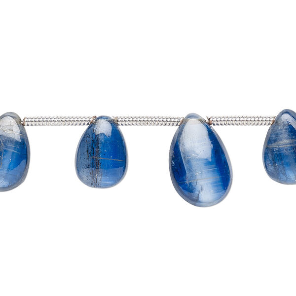 Blue kyanite 1pkg16, hand-cut top-drilled teardrop bead natural 6x4mm-12x8mm image number 0