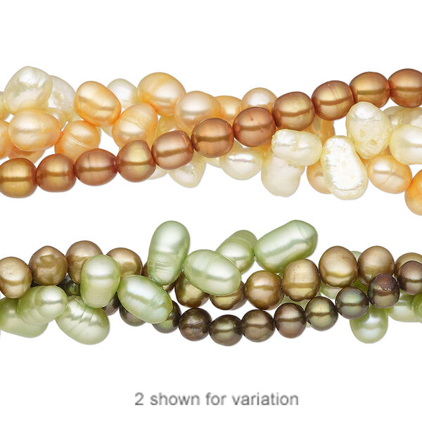 Pearl mix, cultured freshwater (dyed), multicolored, 5x4mm-8x7mm mixed shapes with 0.4-0.6mm hole, D grade, Mohs hardness 2-1/2 to 4. Sold per (3) 14-inch strands. image number 0