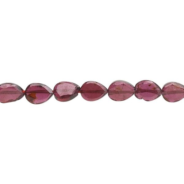 Garnet 1pkg1, hand-cut faceted flat teardrop bead 15.5-16 inch 7x5mm-8x7mm image number 0
