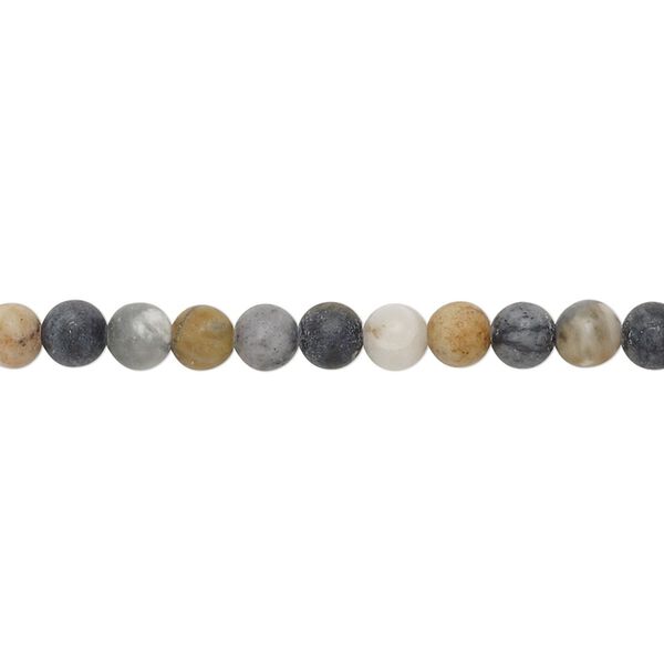 Picasso "jasper" 1pkg1, matte round bead natural 15.5-16 inch 4mm image number 0