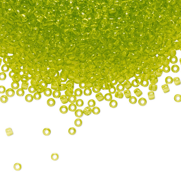 Seed bead, TOHO BEADS®, glass, pkg/50g, #11 round, transparent lime green (TR-11-4). image number 0