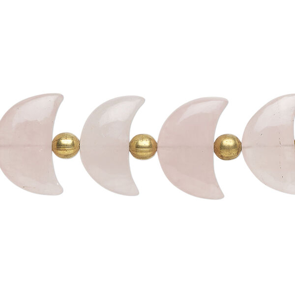 Rose quartz 1pkg16, hand-cut half moon bead natural 15x10mm image number 0