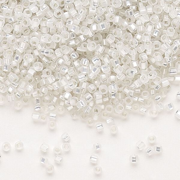 Seed bead, Dyna-Mites™, glass, pkg/1/2kg, #11 round, translucent silver-lined matte clear, (64MA:SR 11/0 SR). image number 0