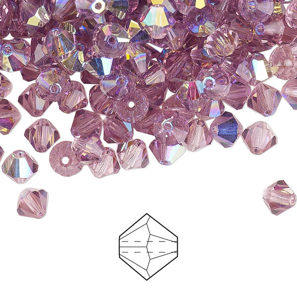 Bead 576pk light amethyst AB, Preciosa Czech crystal 5mm bicone image number 0