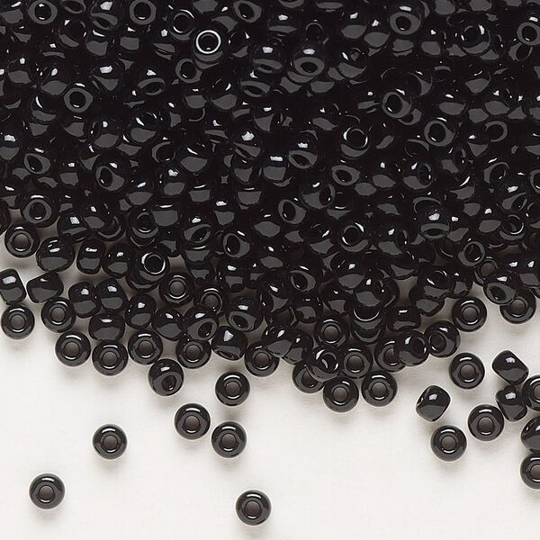 Seed bead, Miyuki, glass, pkg/50g, #8 rocaille, opaque black, (RR-401). image number 0