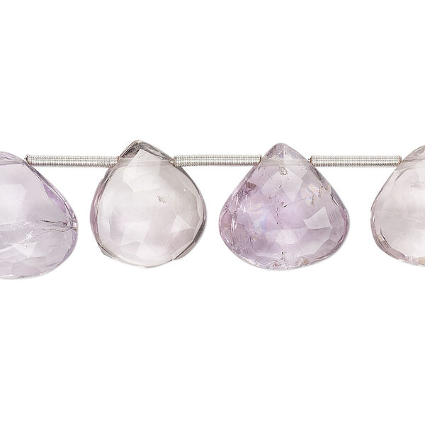 Lavender amethyst 1pkg14, hand-cut top-drilled faceted puffed teardrop bead natural 12-15mm image number 0