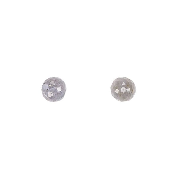 Iolite 1pkg2, hand-cut half-drilled faceted round bead natural 6mm image number 0