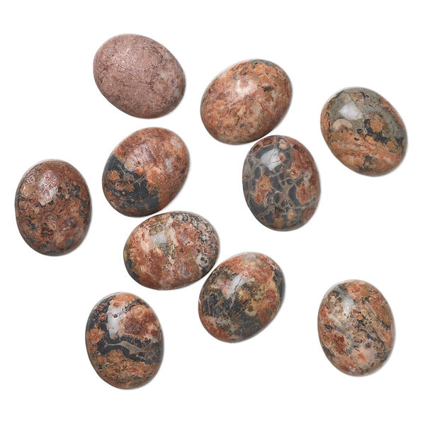 Leopardskin jasper 1pkg10, calibrated oval cab natural 10x8mm image number 0