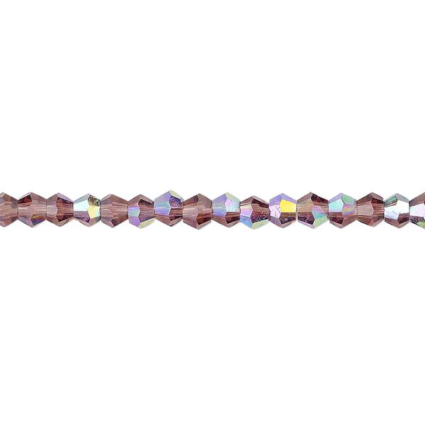 Bead 1pk transparent amethyst purple AB, Celestial Crystal® 4mm bicone 15.5-16 inch image number 0