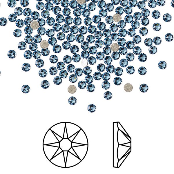 Flat back 144pk cool blue foil back, Crystal Passions® Regenerated 2.1 to 2.3mm rose round SS7 2058 image number 0