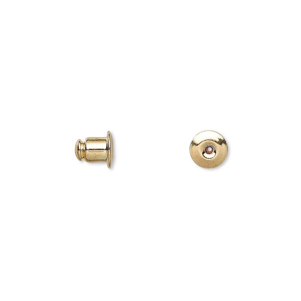 Earnut 1pkg100 gold-plated, 5.5x5mm barrel, brass 50 pair image number 0