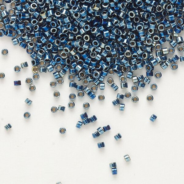 Seed bead, Delica®, glass, pkg/7.5g, #11 round, opaque nickel-plated iris blue (DB-0514). image number 0