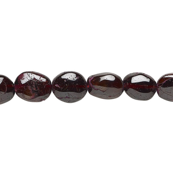 Bead, garnet (dyed), 8x7mm-12x9mm hand-cut puffed oval, C- grade, Mohs hardness 7 to 7-1/2. Sold per 13-inch strand. image number 0
