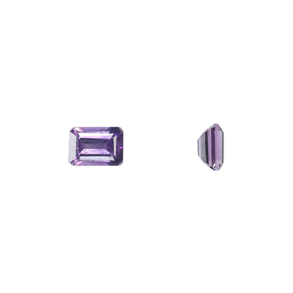 Amethyst 1pkg1, hand-cut faceted emerald-cut gem natural A grade, 7x5mm image number 0