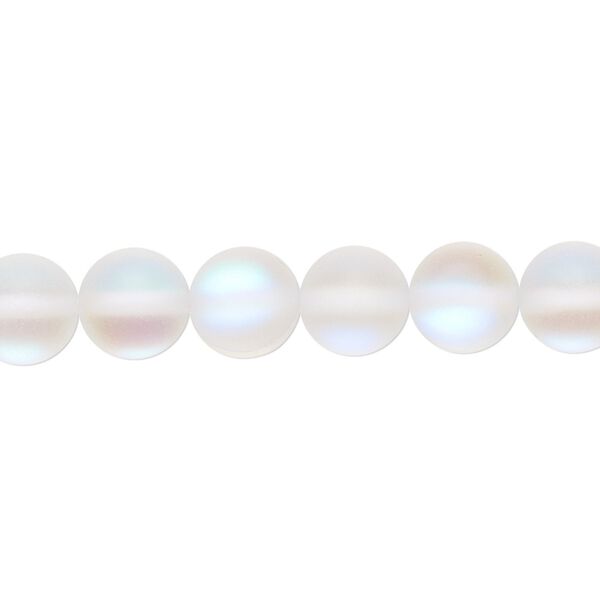 Bead, iridescent glass, translucent matte clear, 8mm round. Sold per 15-1/2" to 16" strand. image number 0