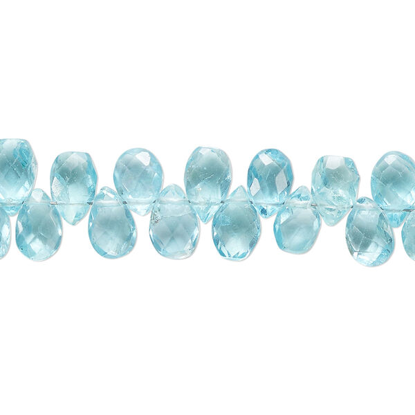 Apatite 1pkg1, hand-cut top-drilled faceted puffed teardrop bead natural 8 inch 7x5mm-9x6mm image number 0