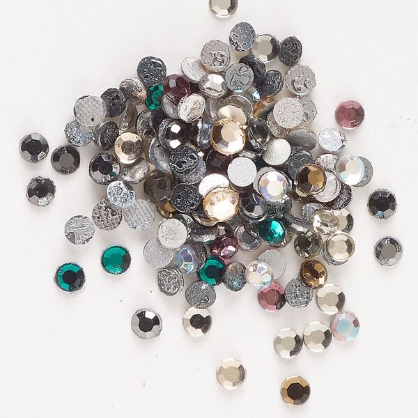 Flat back mix 144pk mixed colors foil back, vintage Preciosa Czech crystal hotfix rhinestone 3-3.2mm round SS12 image number 0