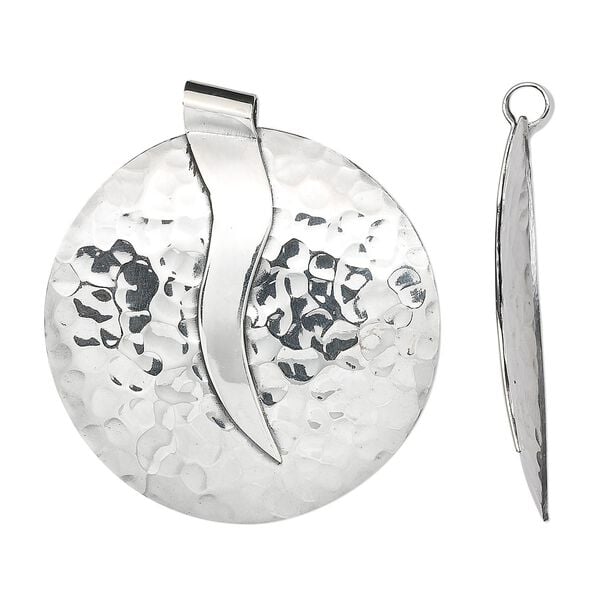 Focal, Hill Tribes, fine silver, 44mm hammered flat round. Sold individually. image number 0