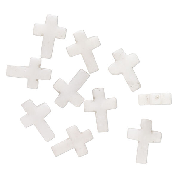 Howlite 1pkg10, cross bead natural 14x10mm image number 0