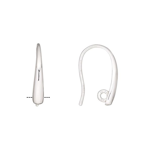 Ear wire fishhook 1pkg2, 17.5mm / closed hidden loop, 19 gauge silver-finished copper 1 pair image number 0