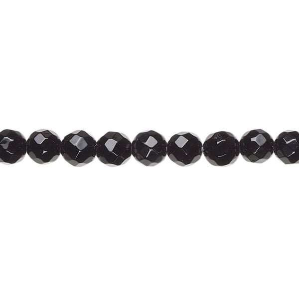 Black onyx 1pkg1, faceted round bead 15.5-16 inch 5mm image number 0